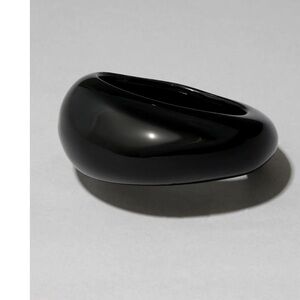 Alexis Bittar Puffy Lucite Tapered Bangle Bracelet Black Onyx Gloss Sm Med New